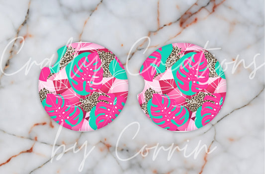 Neon Tropical Car Coasters